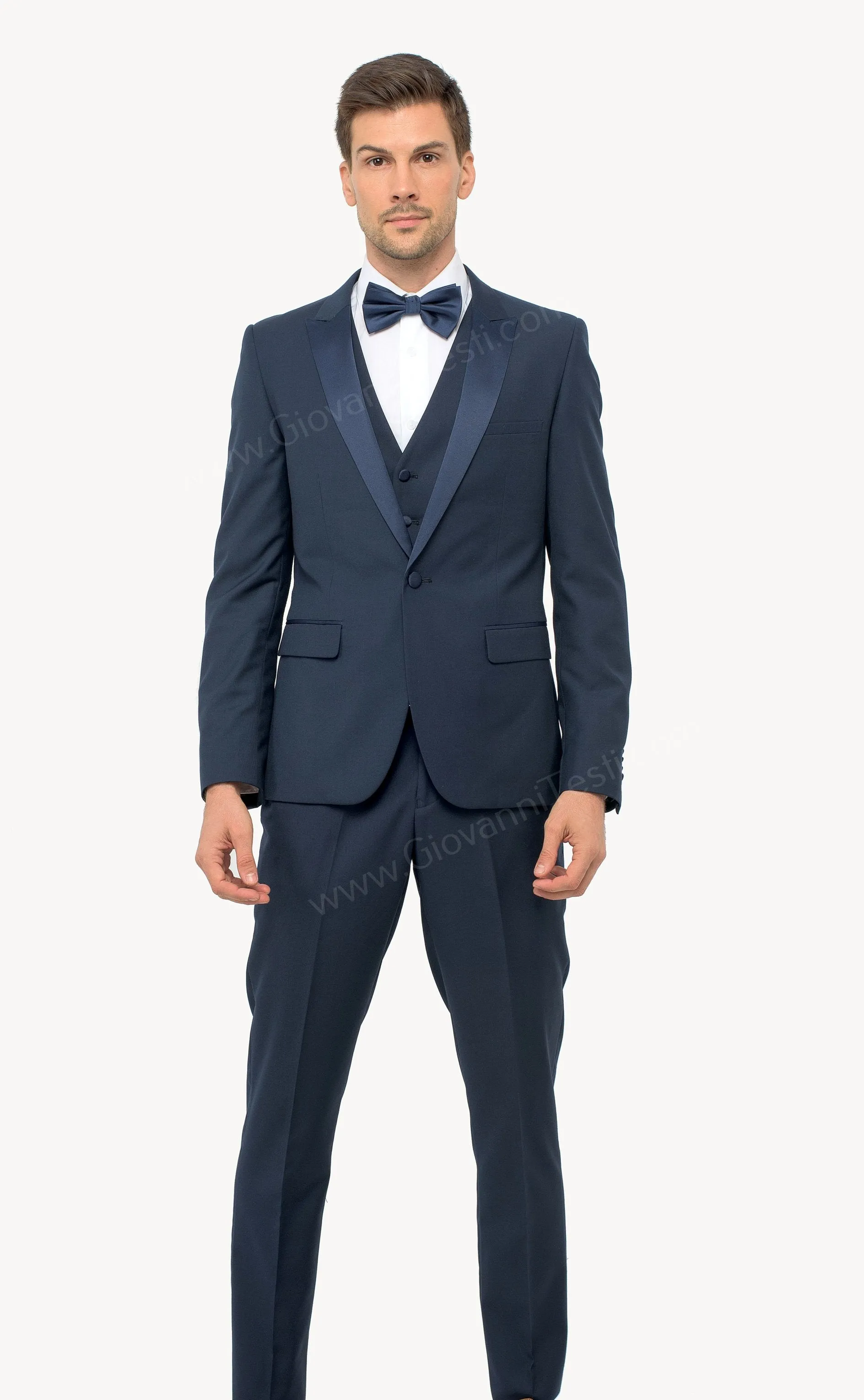 1 Button Peak Lapel Slim Fit Navy Tuxedo FF1PX V-1230