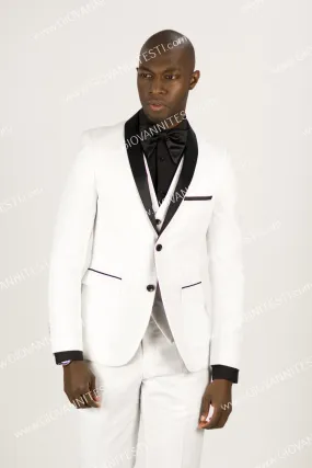 2 Button Shawl Lapel White Slim Fit Suit FF2SSX V-1230