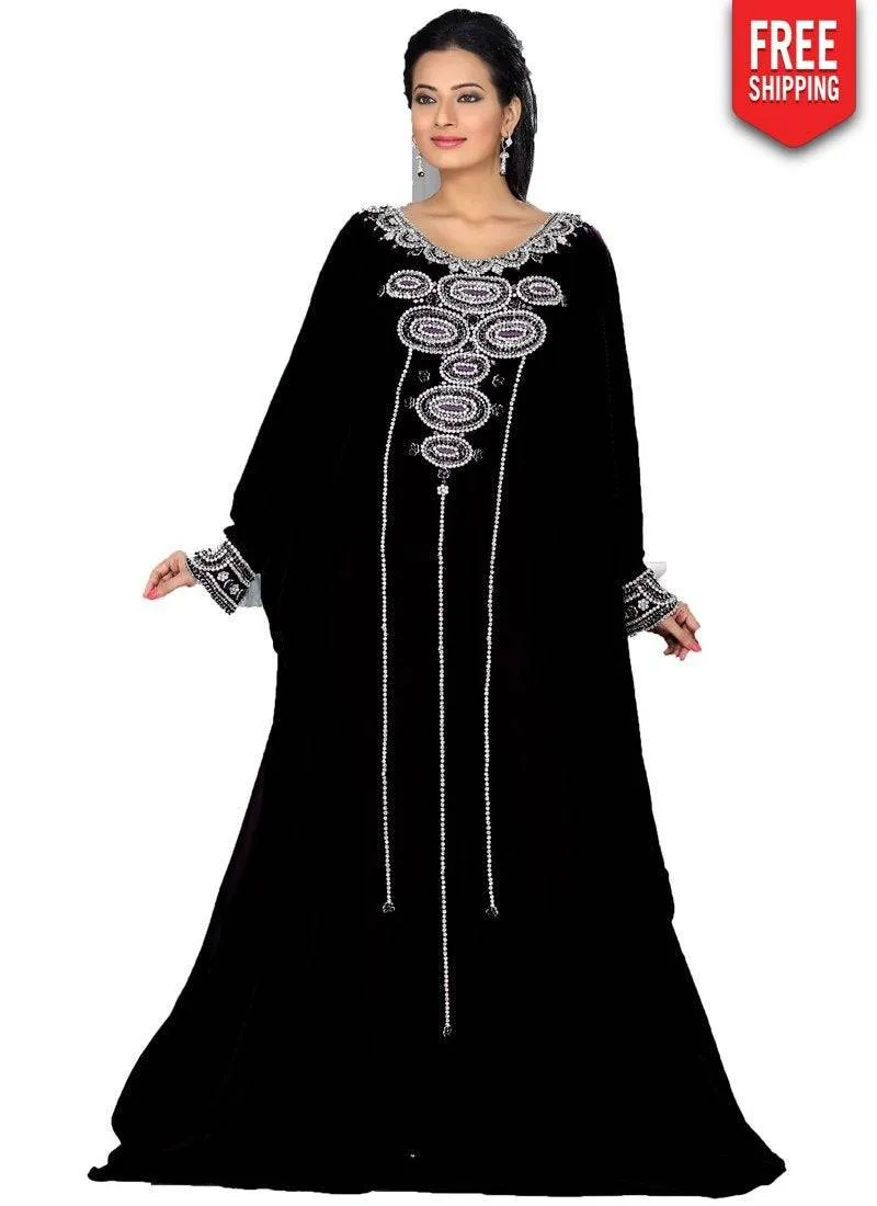 Aesthetic Embroidered Long Kaftan Dresses