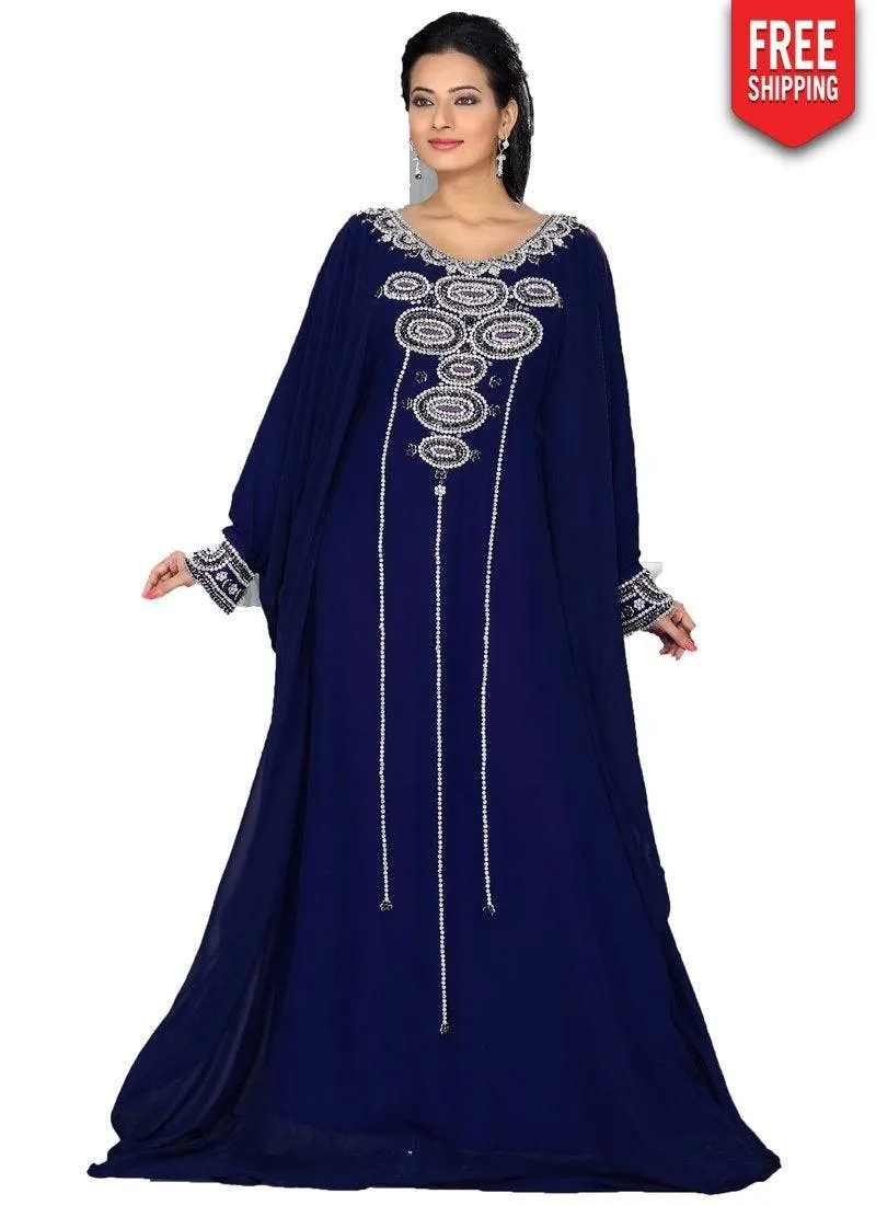 Aesthetic Embroidered Long Kaftan Dresses