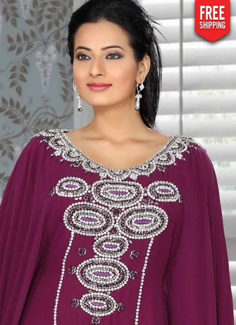 Aesthetic Embroidered Long Kaftan Dresses