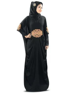 Amara Copper Embroidered Black Kaftan