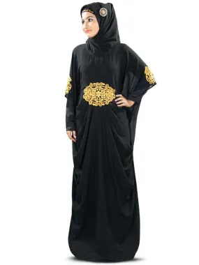 Amara Gold Embroidered Black Kaftan