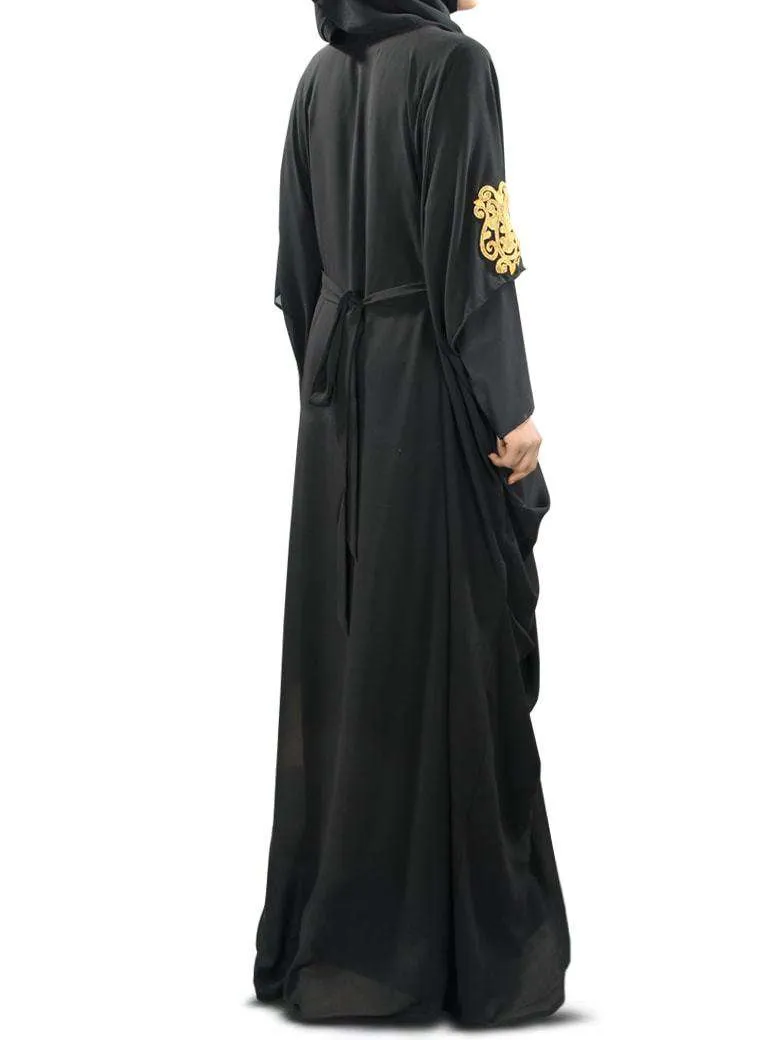 Amara Gold Embroidered Black Kaftan