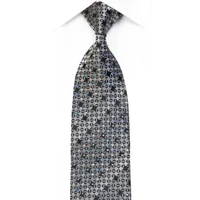 Armarichi Men's Rhinestone Silk Necktie Silver Geometric On Black With Silver Sparkles