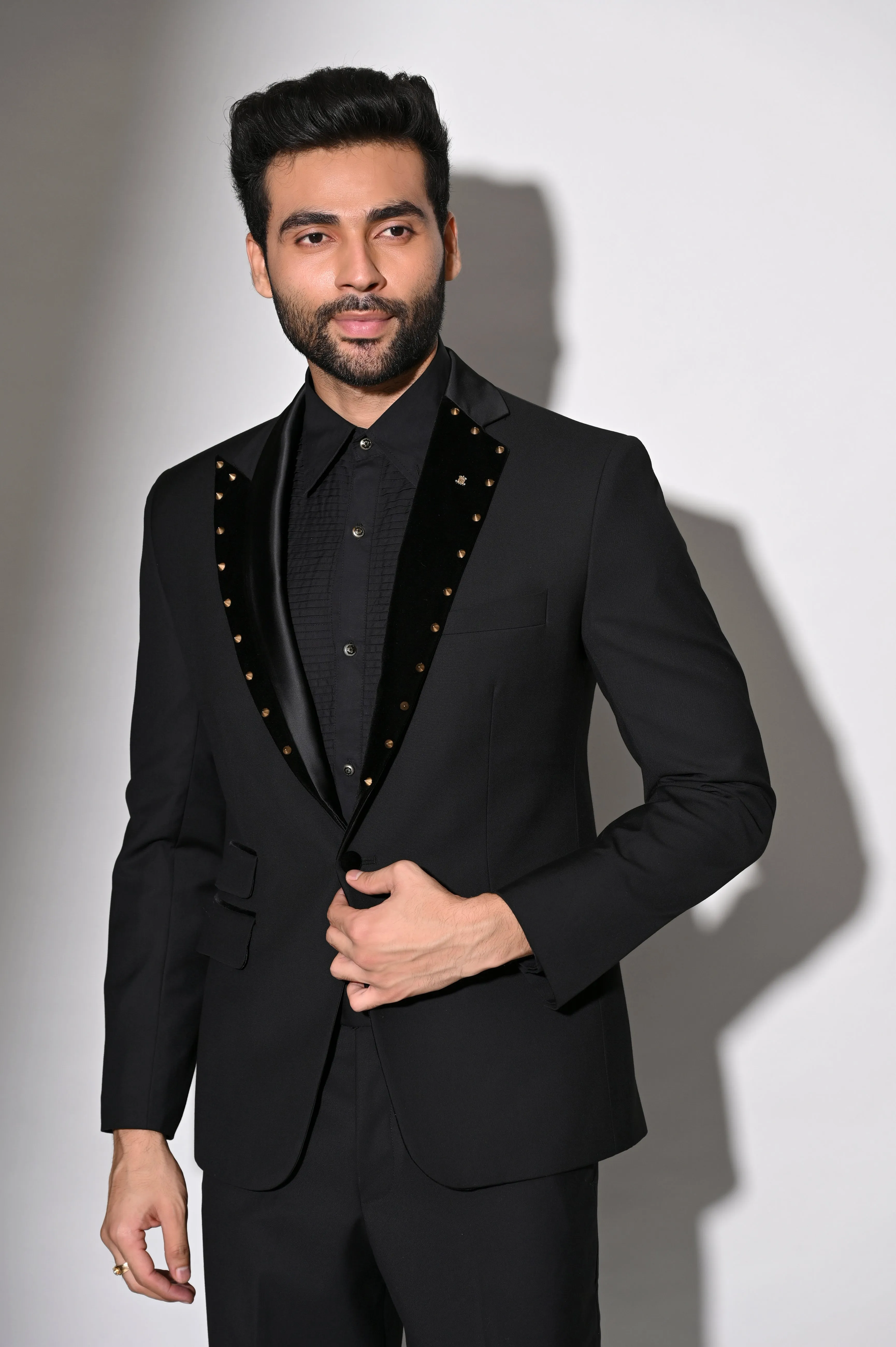 Black Italian Slim Fit Tuxedo Suit with Pant