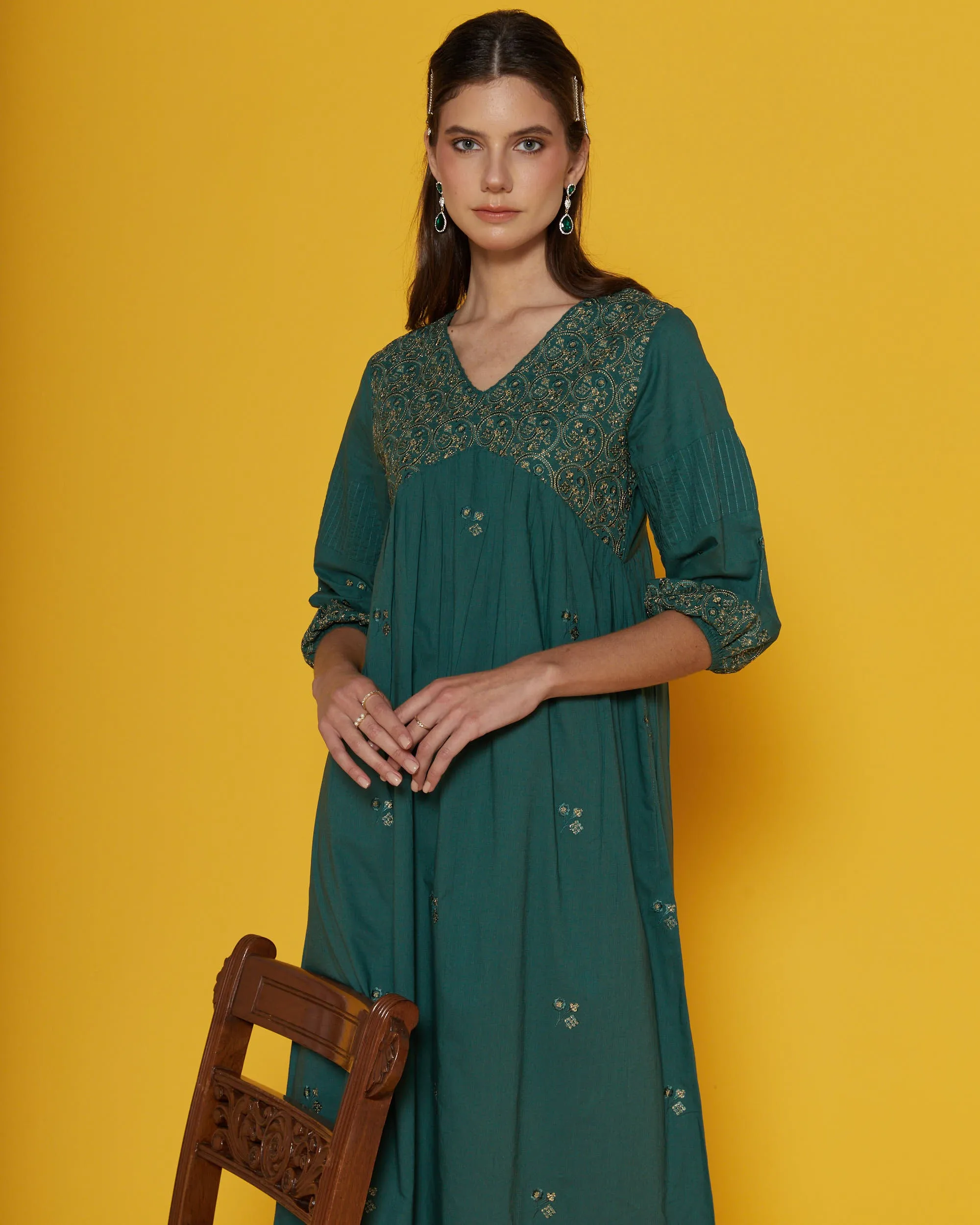 Cordilia Forest Green Kaftan