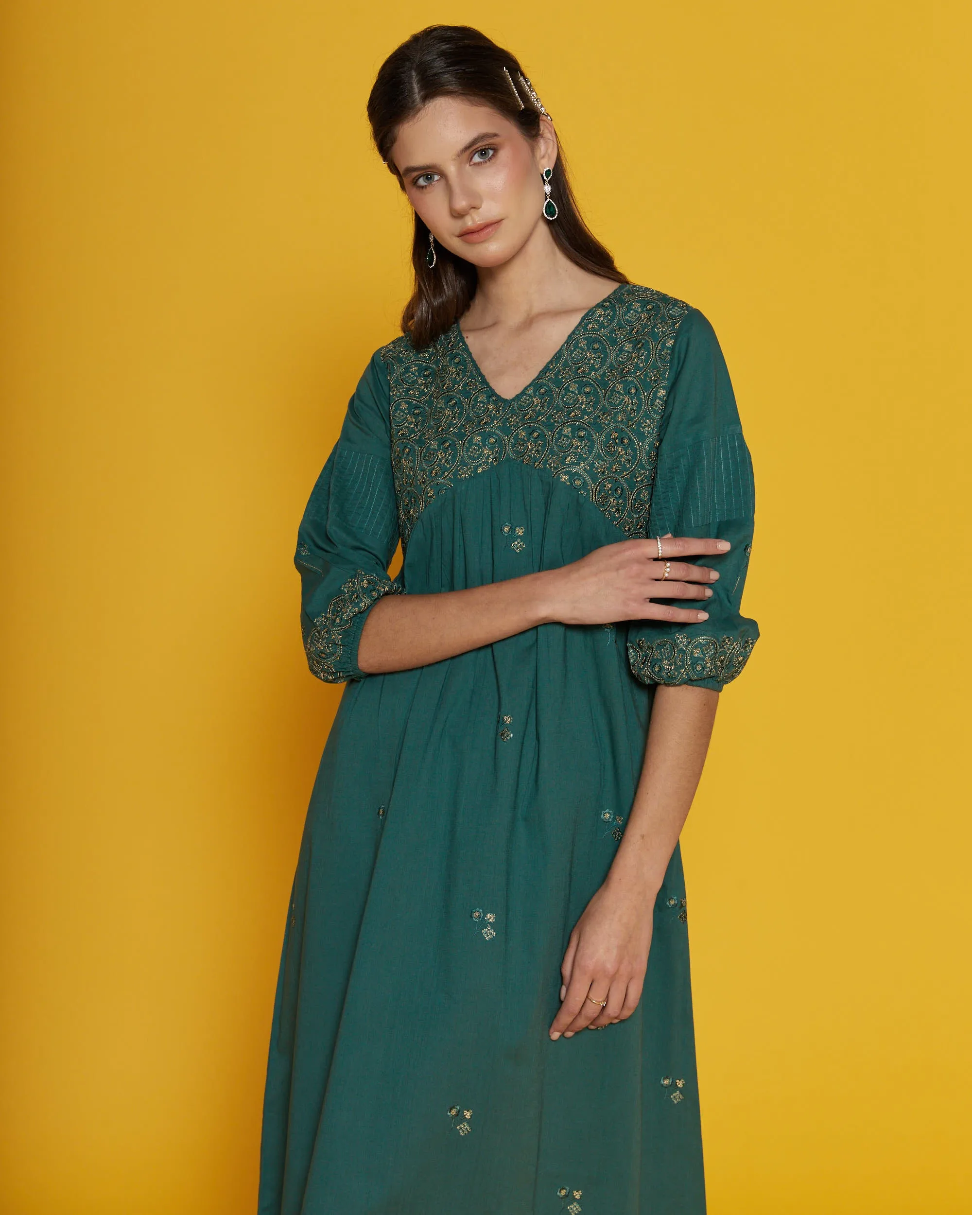 Cordilia Forest Green Kaftan