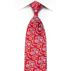 Daks Men's Crystal Rhinestone Necktie Anthemion Scrolls On Red With Sparkles