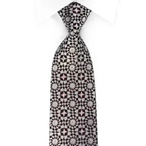 Daniel Hechter Rhinestone Necktie Silver Geometric On Black With Red Sparkles