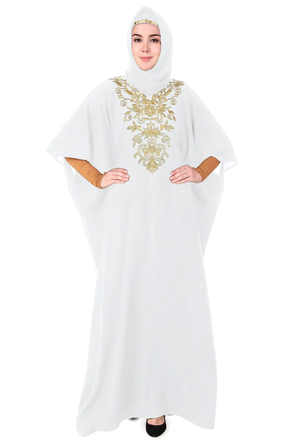 Embroidered Floral Gold Festive Kaftan