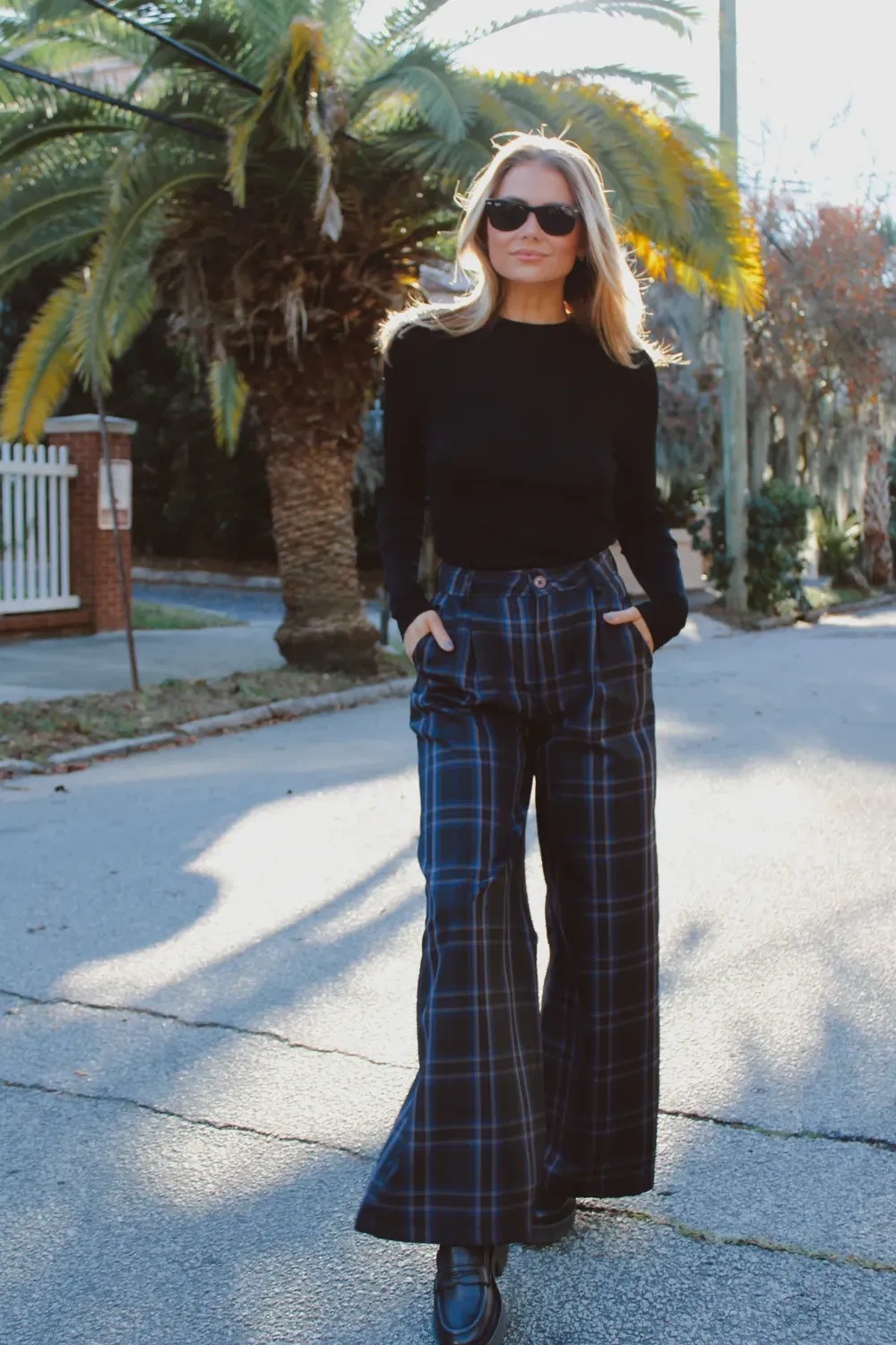 FRANCOISE CHARCOAL PLAID TROUSER PANT