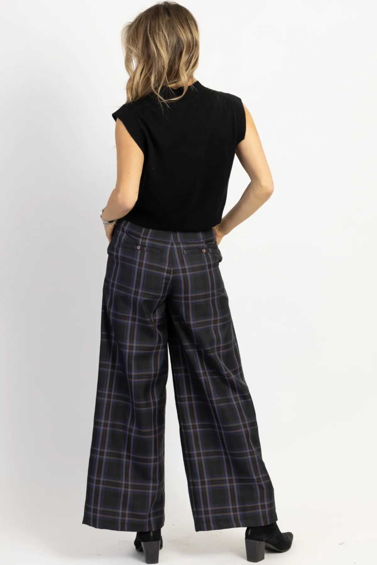 FRANCOISE CHARCOAL PLAID TROUSER PANT