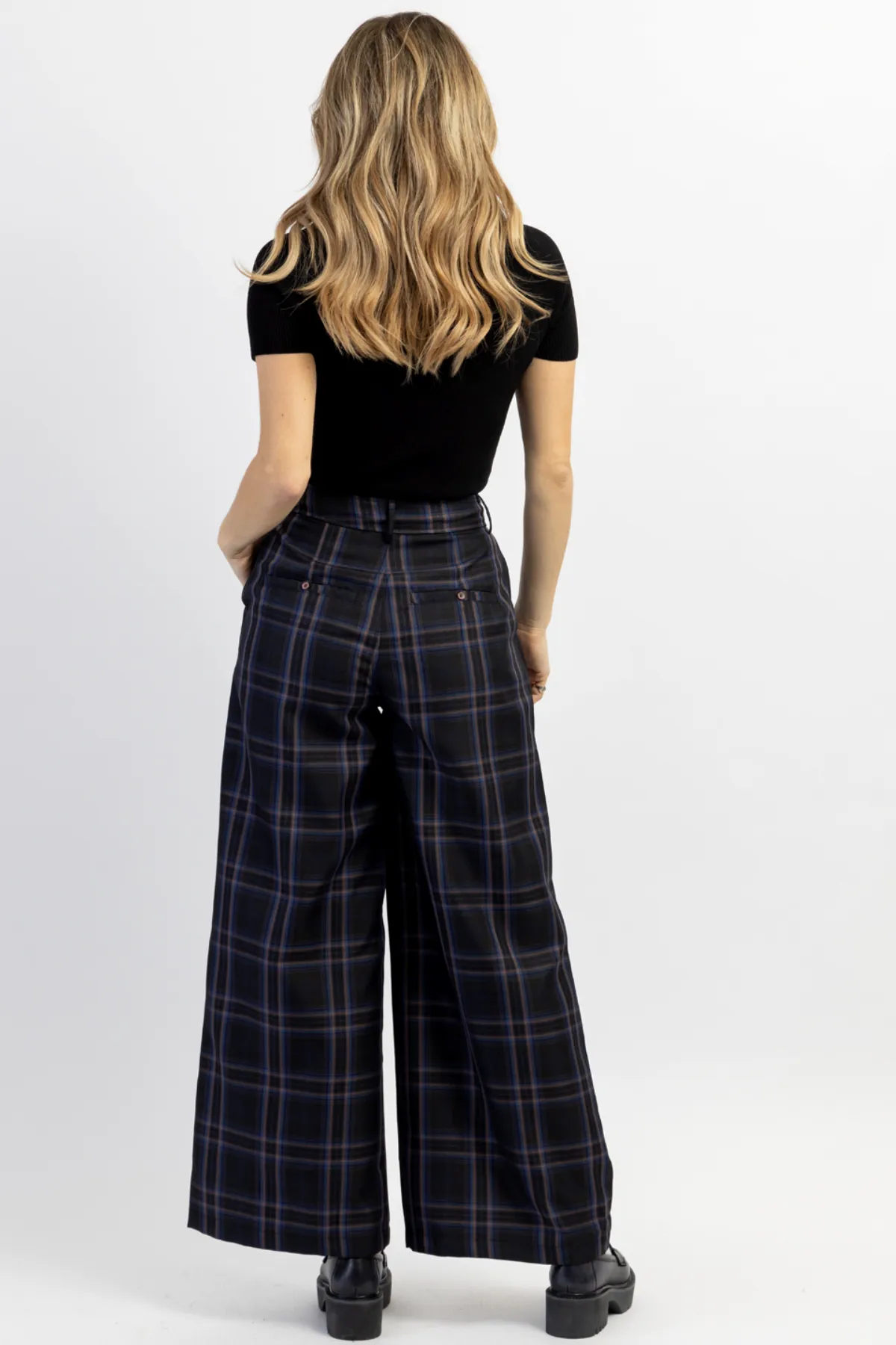 FRANCOISE CHARCOAL PLAID TROUSER PANT