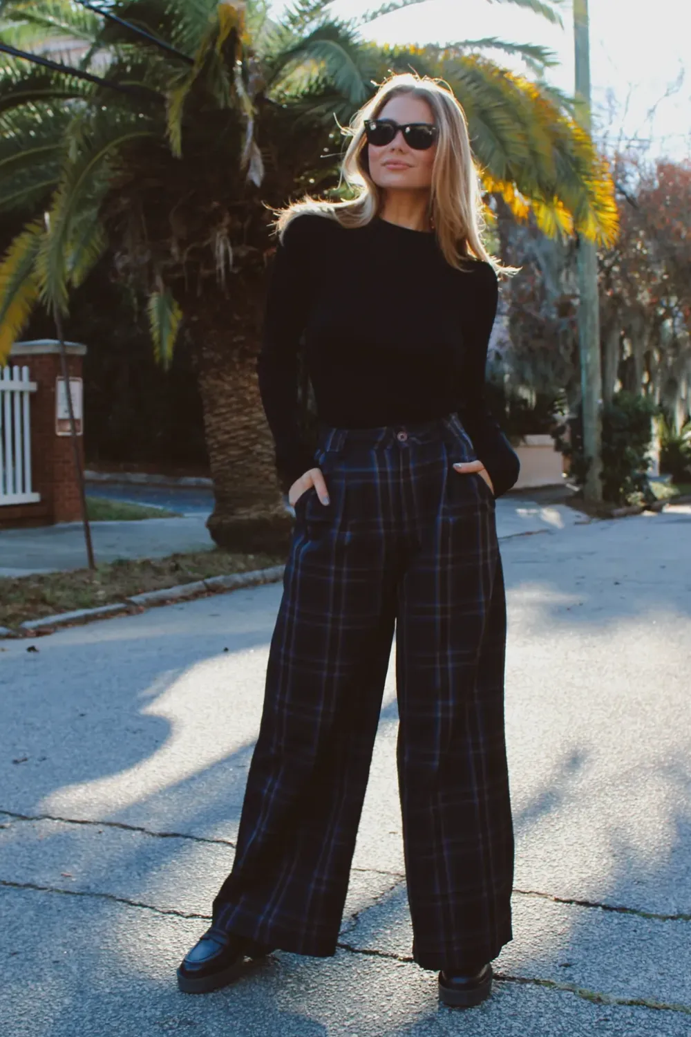 FRANCOISE CHARCOAL PLAID TROUSER PANT