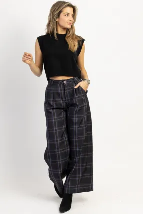 FRANCOISE CHARCOAL PLAID TROUSER PANT