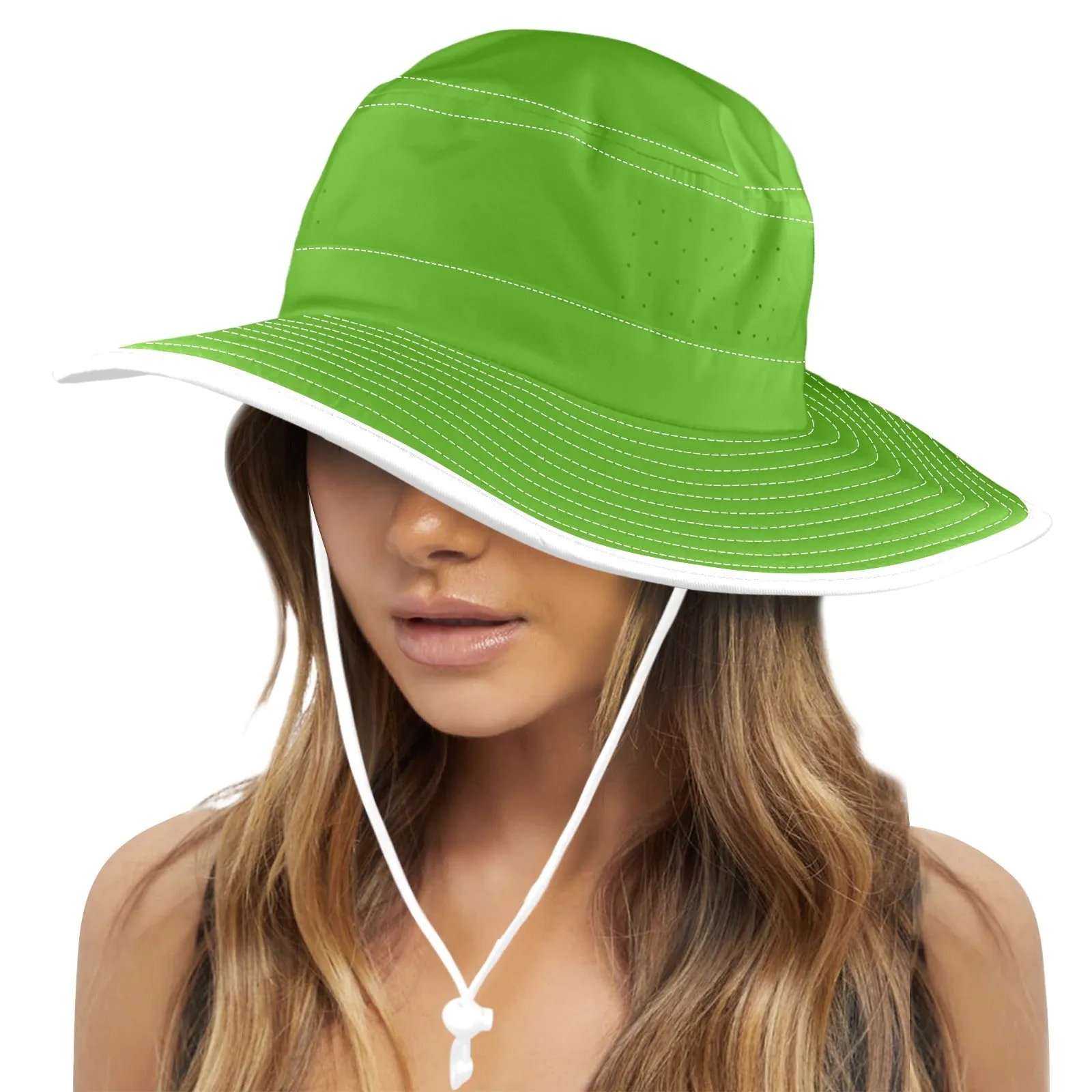 froggy green print Wide Brim Bucket Hat