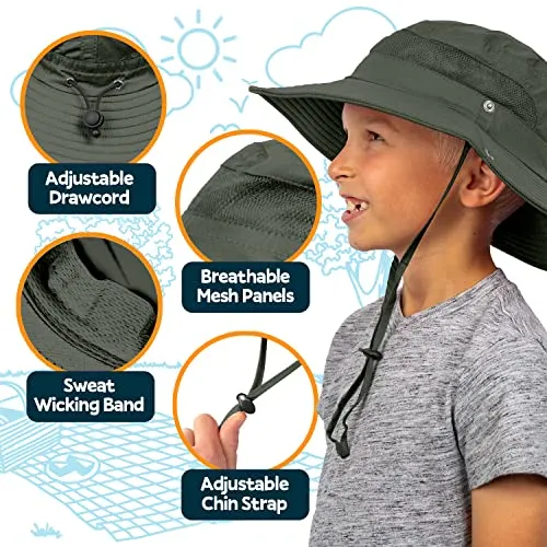 Geartop Kids Sun Hat Upf 50 Color Army Green Camping Fishing