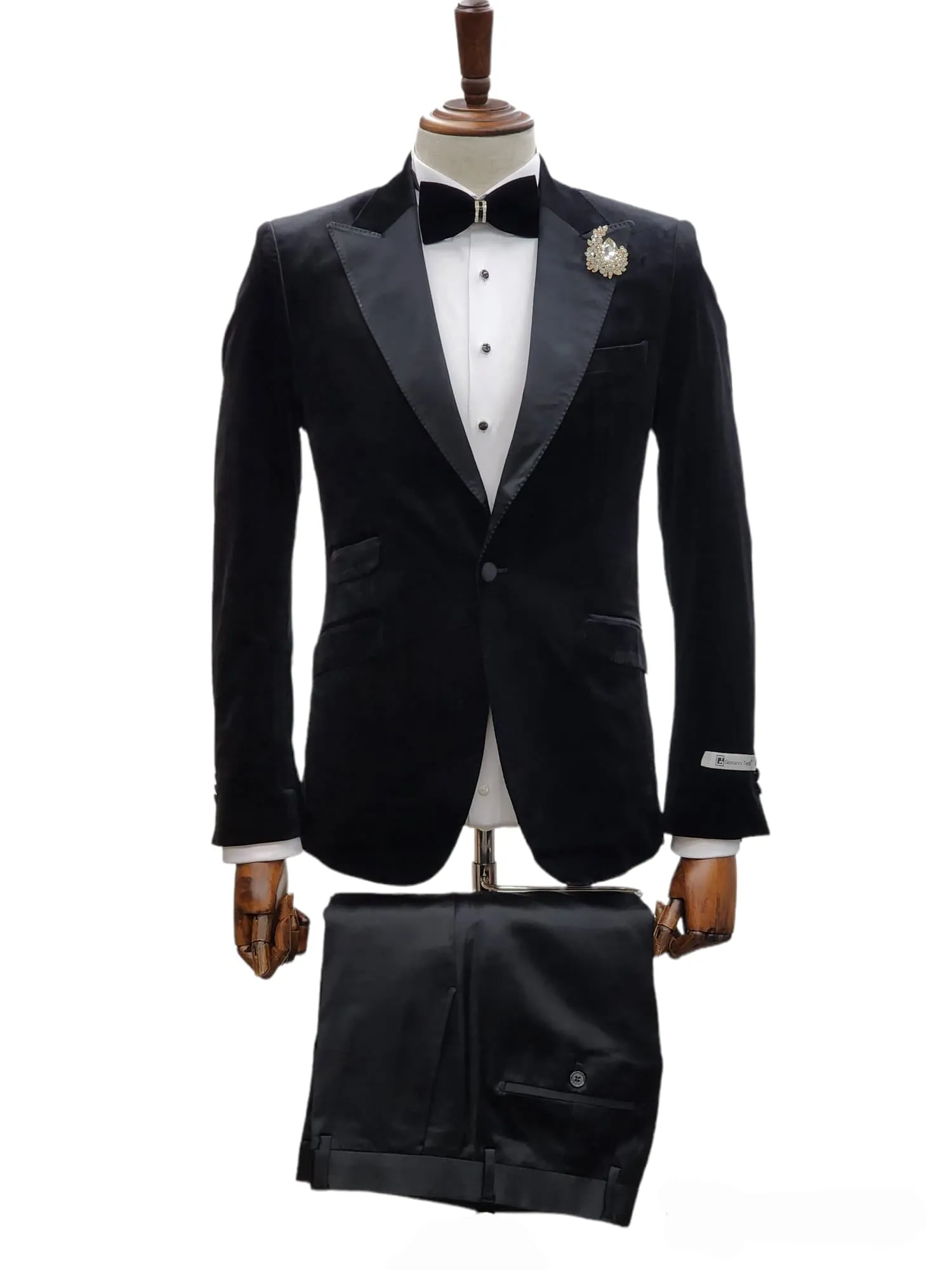 Giovanni Testi 1 Button Slim Fit Stretch Velvet Tuxedo GTX1P-1925 BLACK