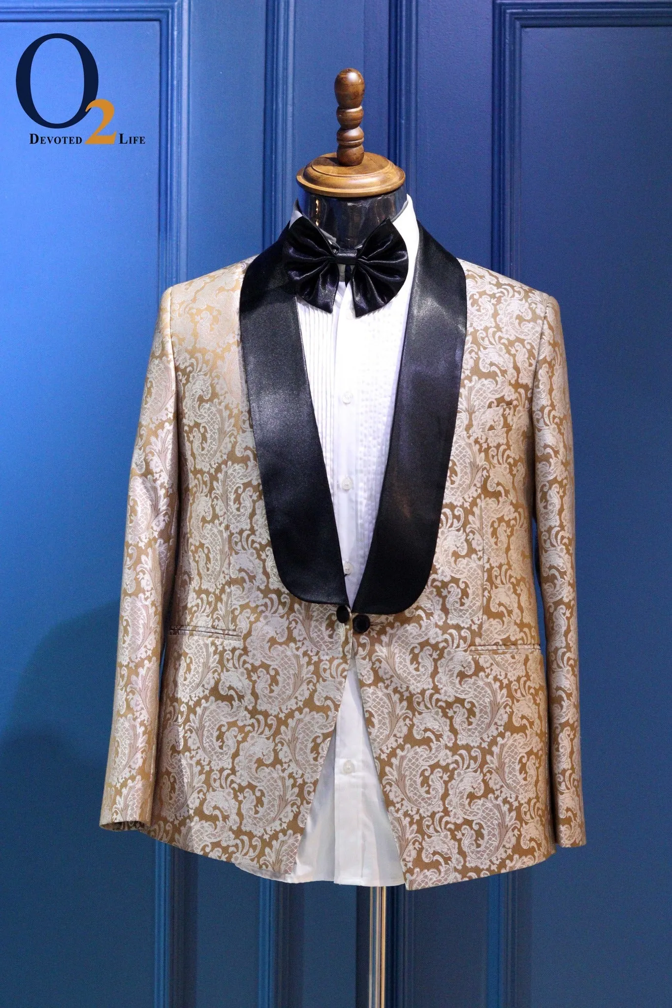 Gold & Black Paisley Tuxedo Suit