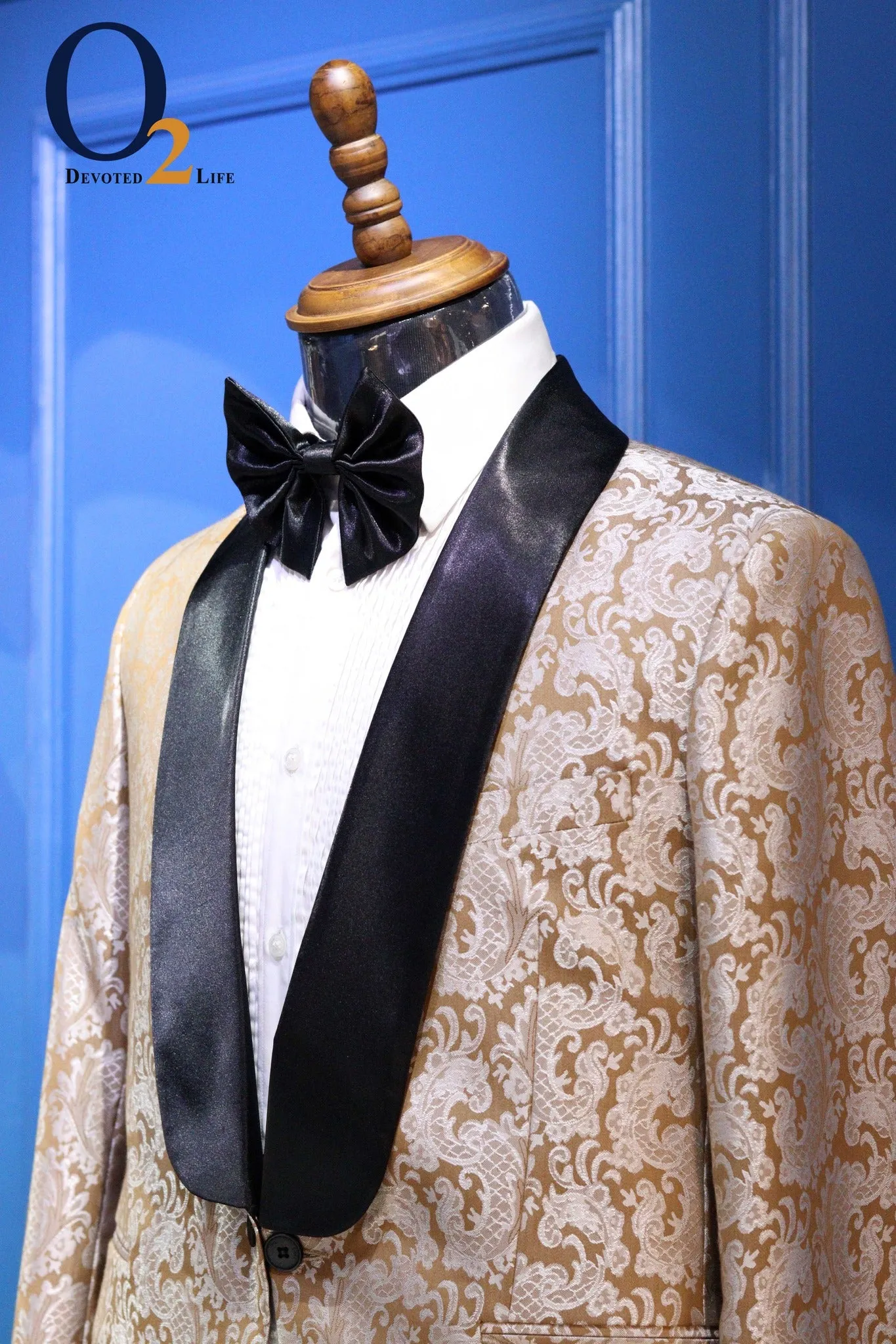 Gold & Black Paisley Tuxedo Suit