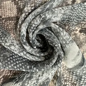 Gray and White Snakeskin Print Poly Chiffon Fabric