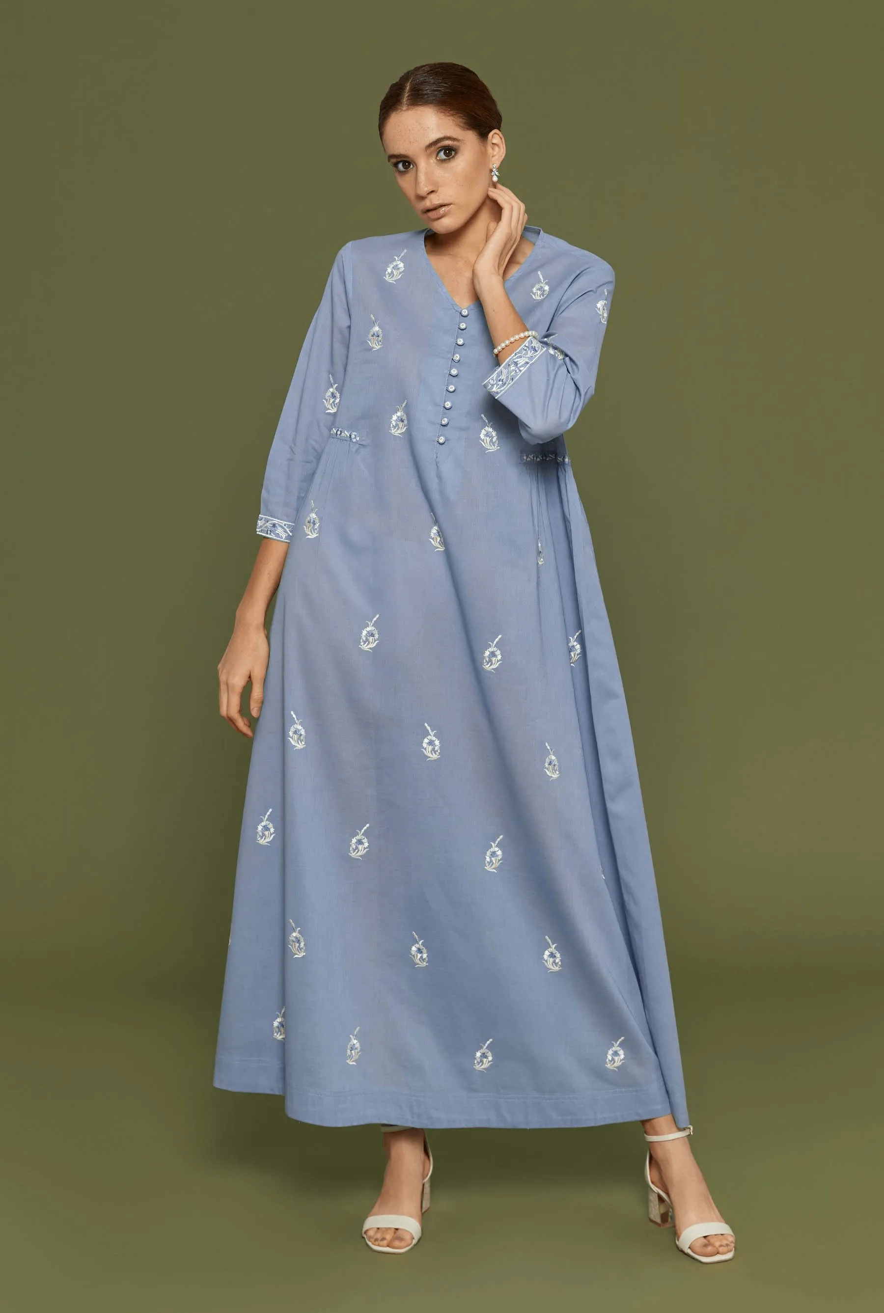 Hunar Faded Denim Kaftan