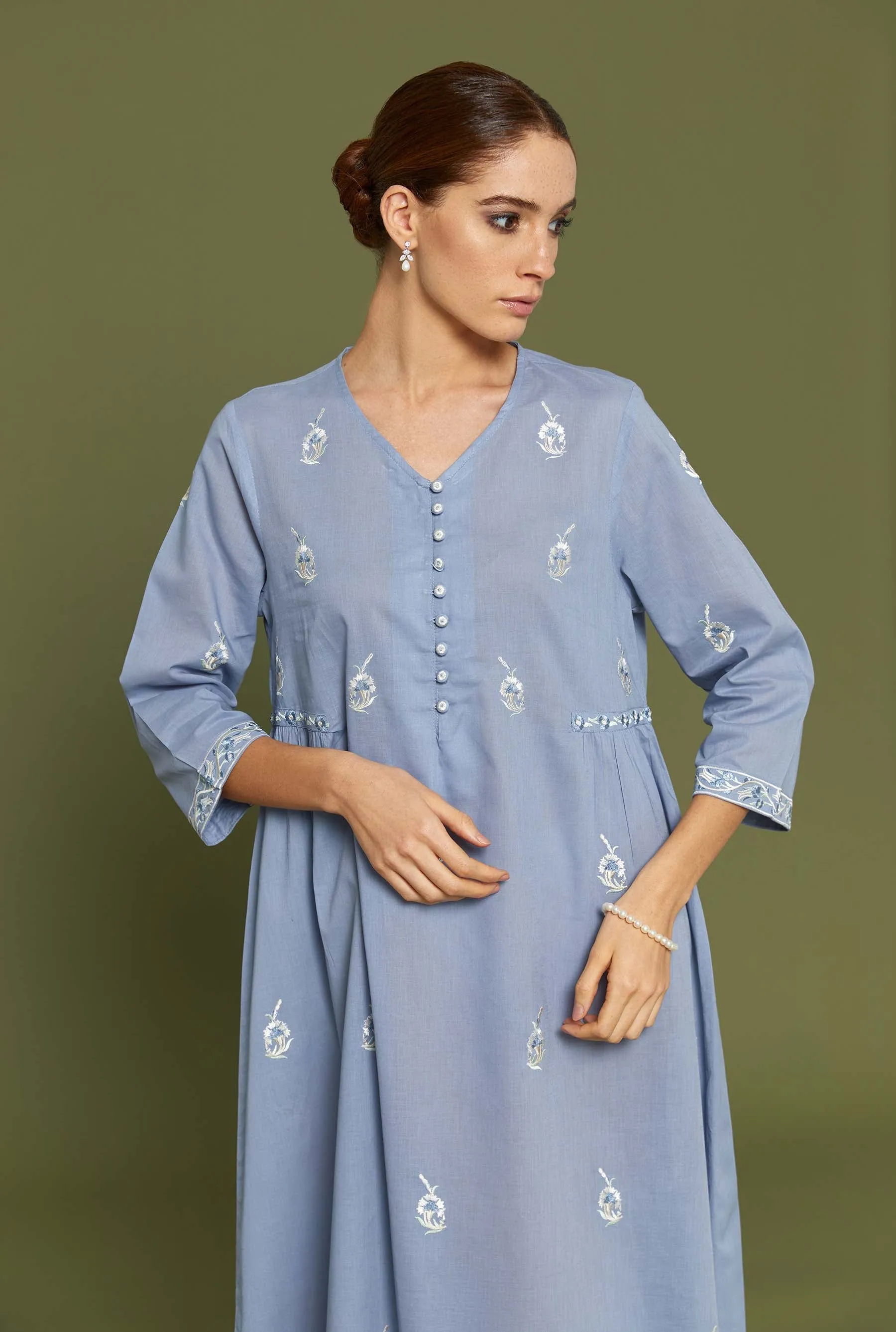 Hunar Faded Denim Kaftan