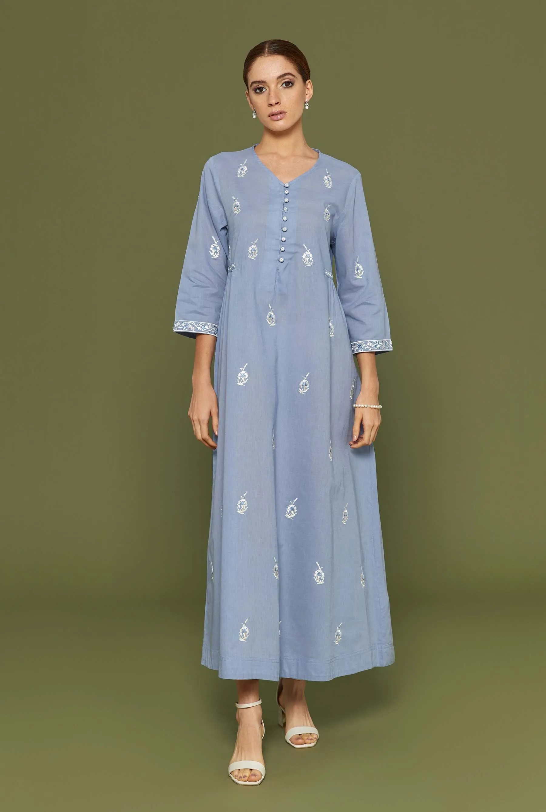 Hunar Faded Denim Kaftan