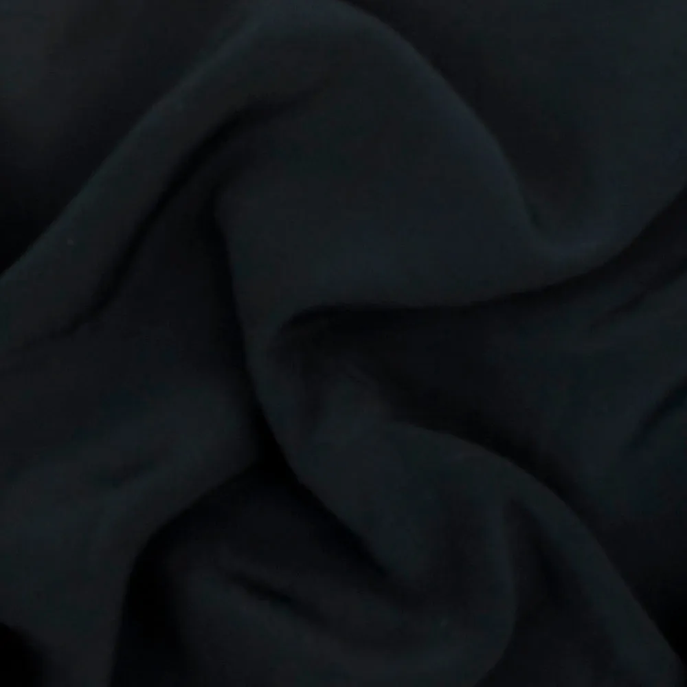 Midnight Black Solid Rayon Semi-Sheer Woven Fabric