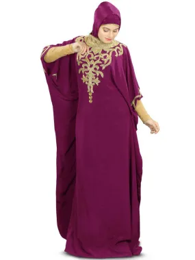 Nayyab Hand Embroidered Wine Kaftan