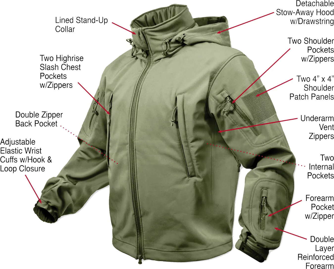 Olive Drab - Tactical Special Operations Soft Shell Jacket