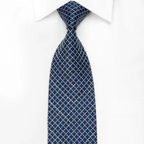 Park Land Men's Crystal Silk Tie V-Striped Trellis On Blue With Sparkles