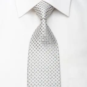 Perry Ellis Men's Silk Tie Squares On Silver With Crystal Rhinestones