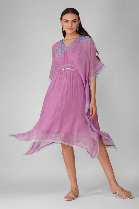 Purple Embroidered Kaftan Dress