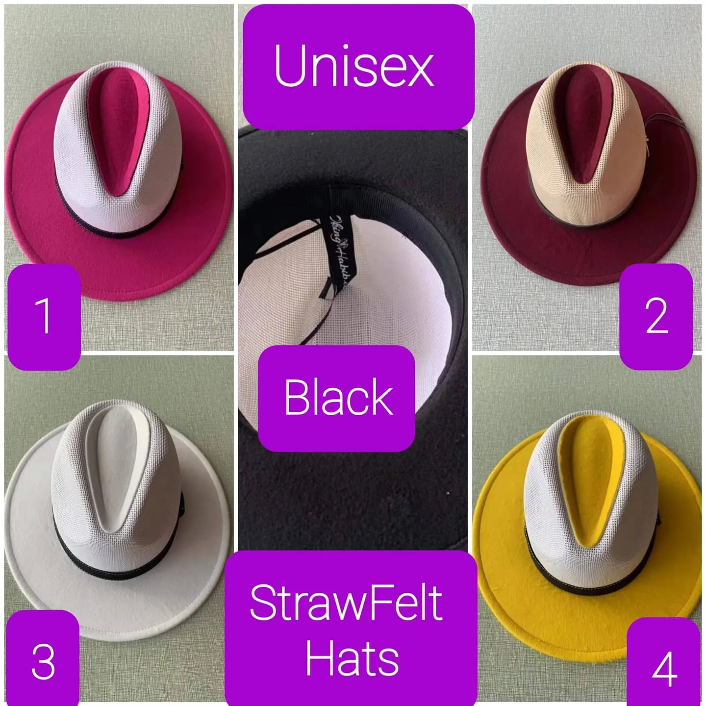 Straw Felt Unisex Hats