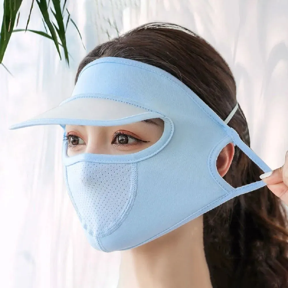 Summer Sunscreen Ice Silk Riding Mask UV Protection Face Cover With Brim Outdoor Cycling Sun Protection Hats Caps