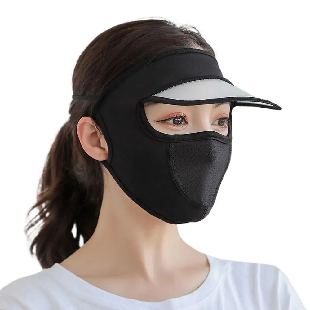 Summer Sunscreen Ice Silk Riding Mask UV Protection Face Cover With Brim Outdoor Cycling Sun Protection Hats Caps