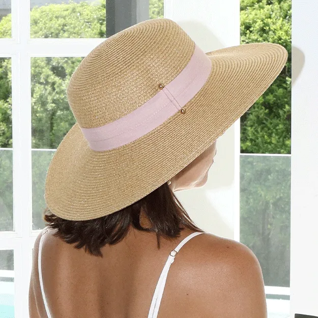 Sundaise Polly Wide Brim Hat - Natural/Blush