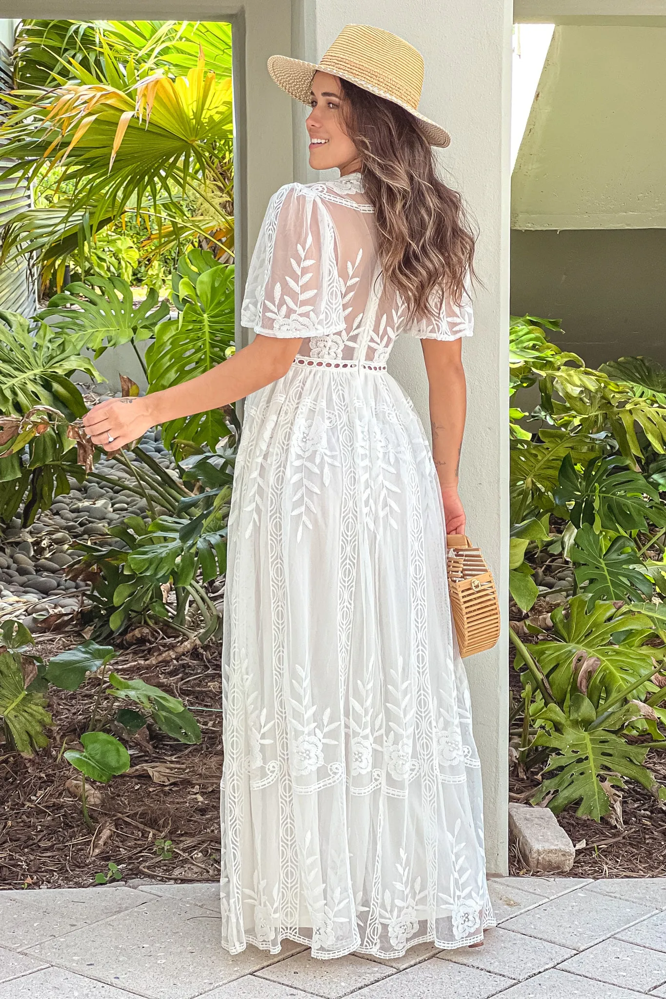 White Lace Eyelet Maxi Dress