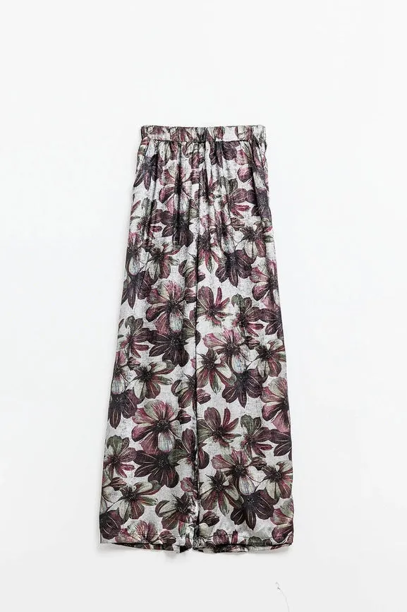 Wide-Leg Pants in Floral Print