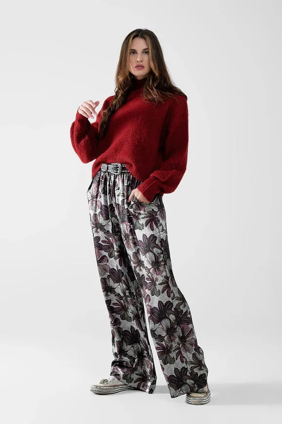 Wide-Leg Pants in Floral Print