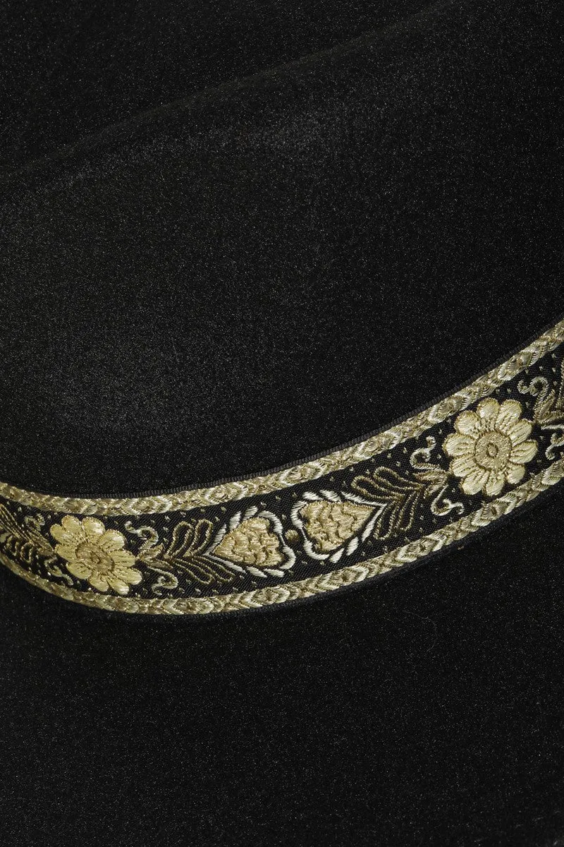 Willow Felt Wide Brim Rancher (Black & Gold Band)