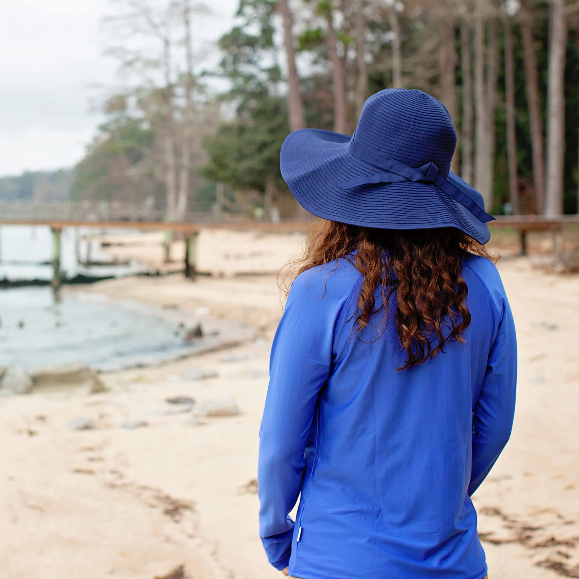 Women's Wide Brim Sun Hat - Navy